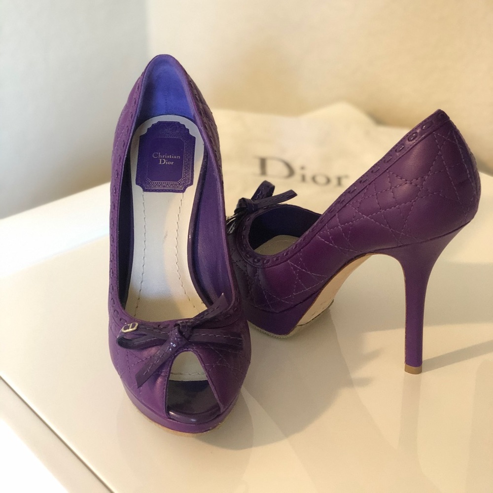Christian Dior Purple Peep Toe Platform Pumps